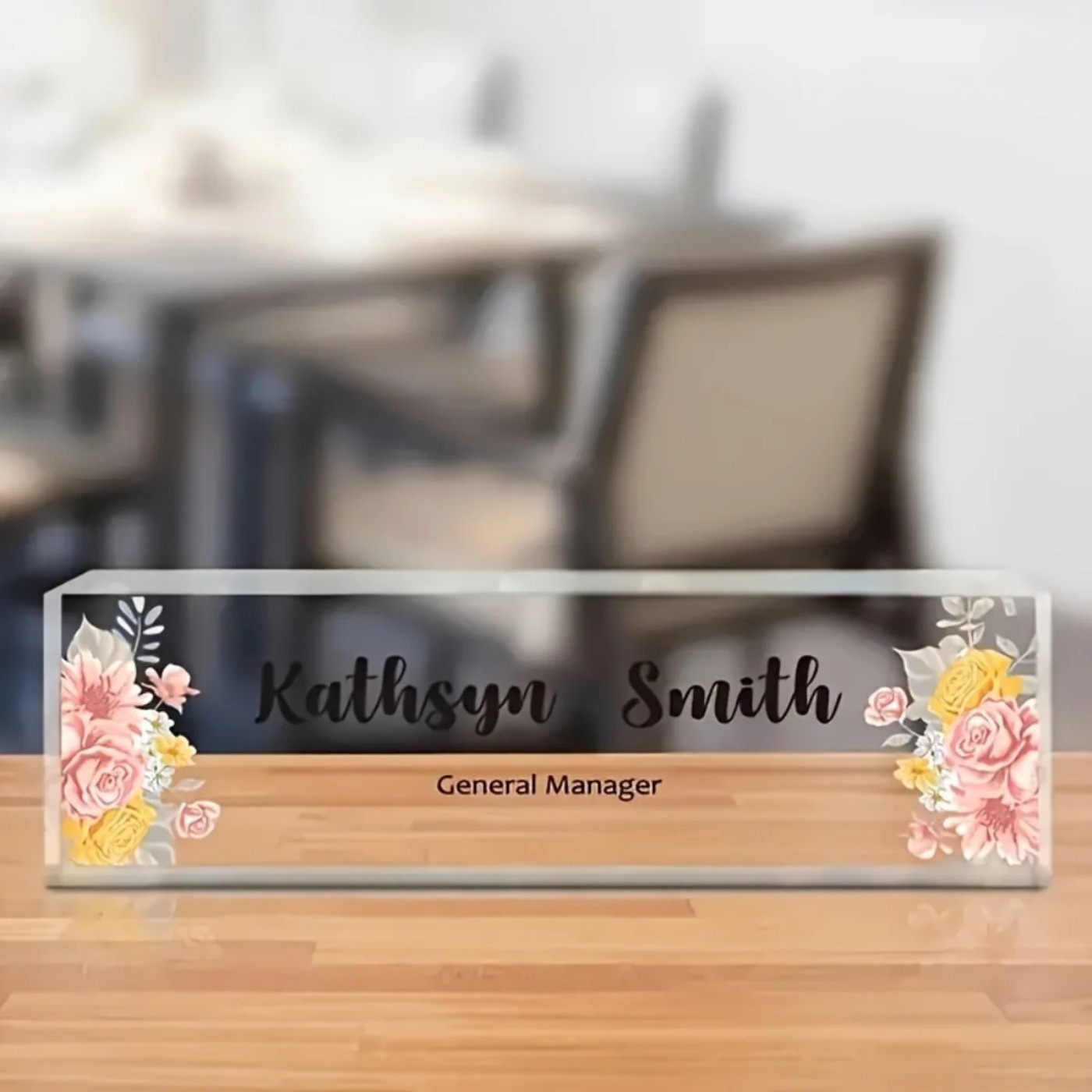 1PC 2D Flat Elegant Floral Acr - огляд і ціна Desk Name Plate