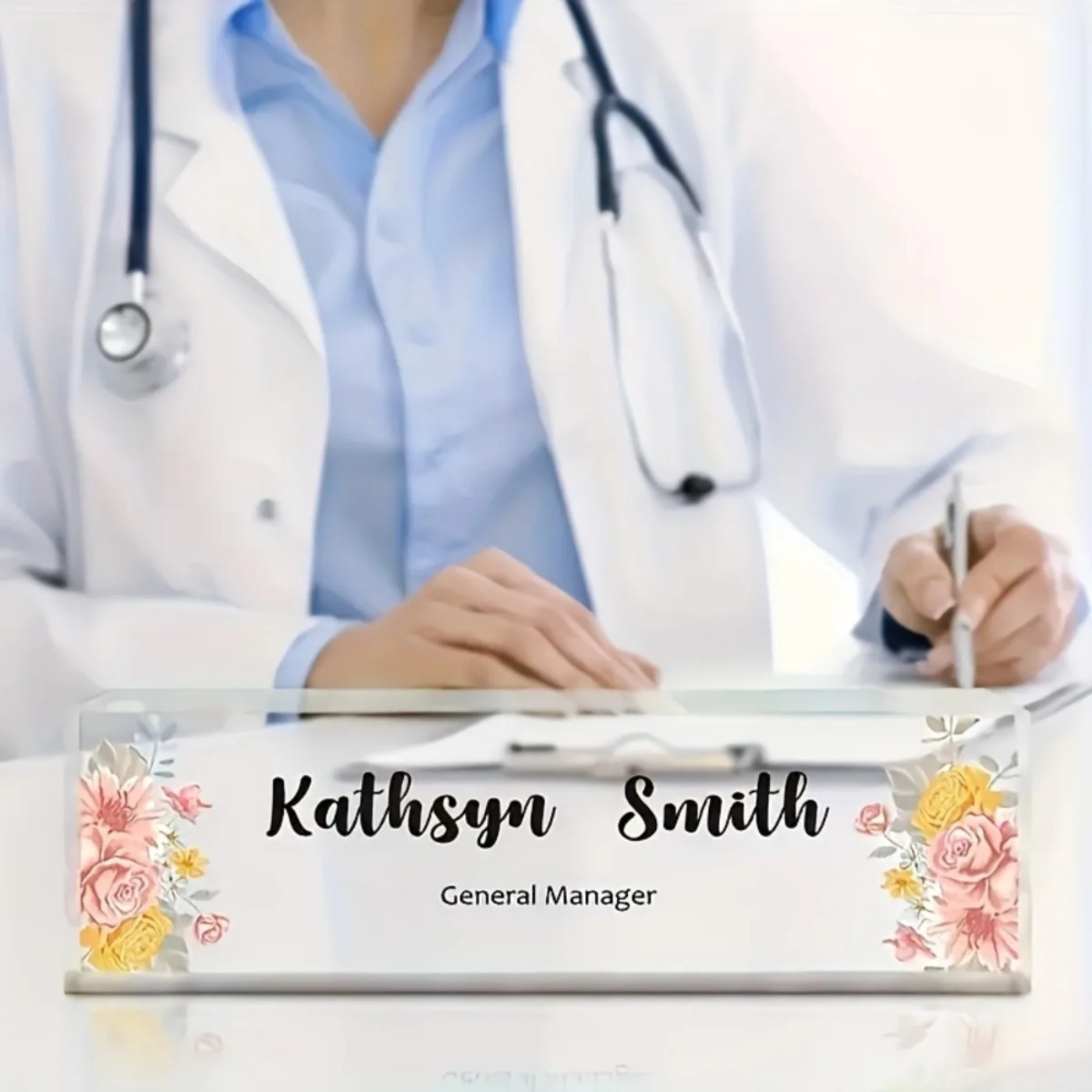 1PC 2D Flat Elegant Floral Acr - огляд і ціна Desk Name Plate