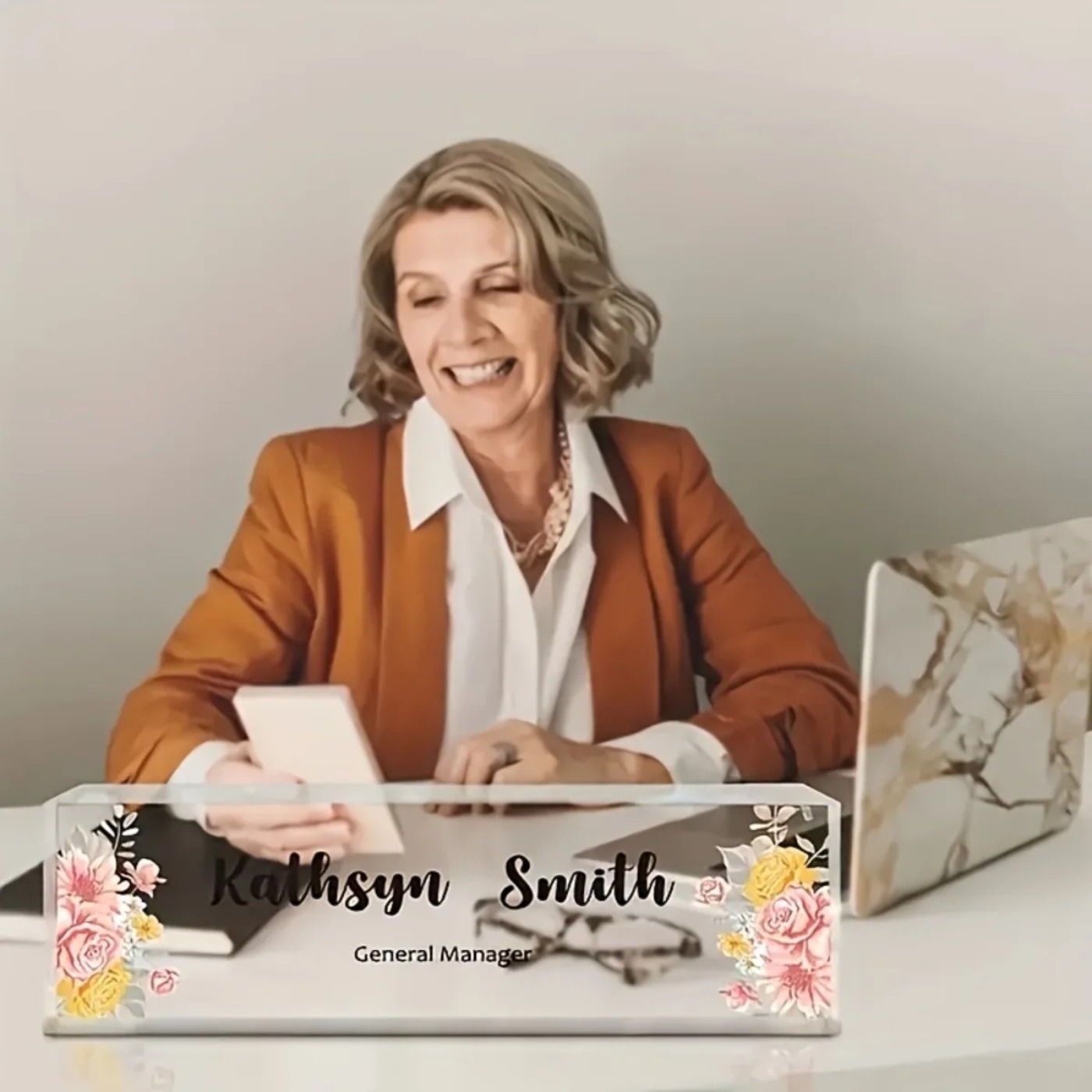 1PC 2D Flat Elegant Floral Acr - огляд і ціна Desk Name Plate
