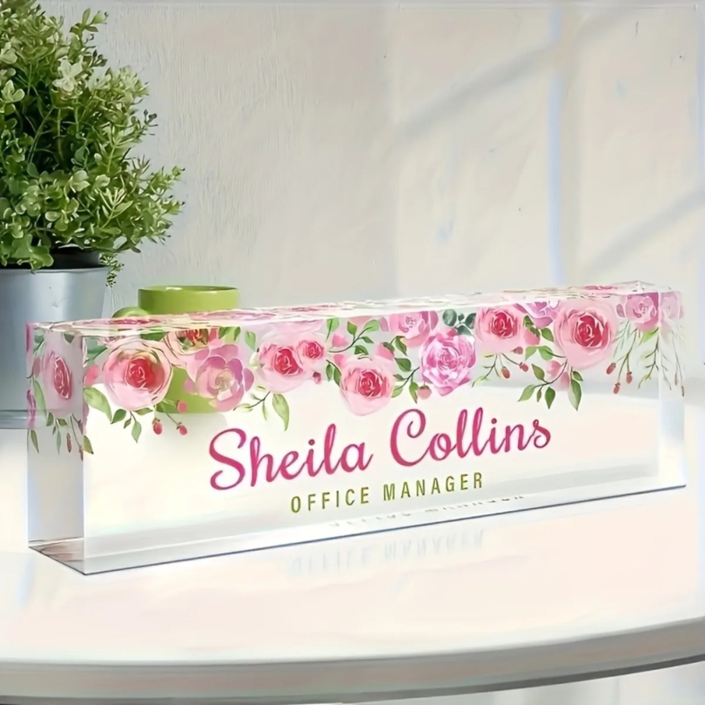 [2D Flat] Minimalist Floral Ac - огляд і ціна Desk Name Plate