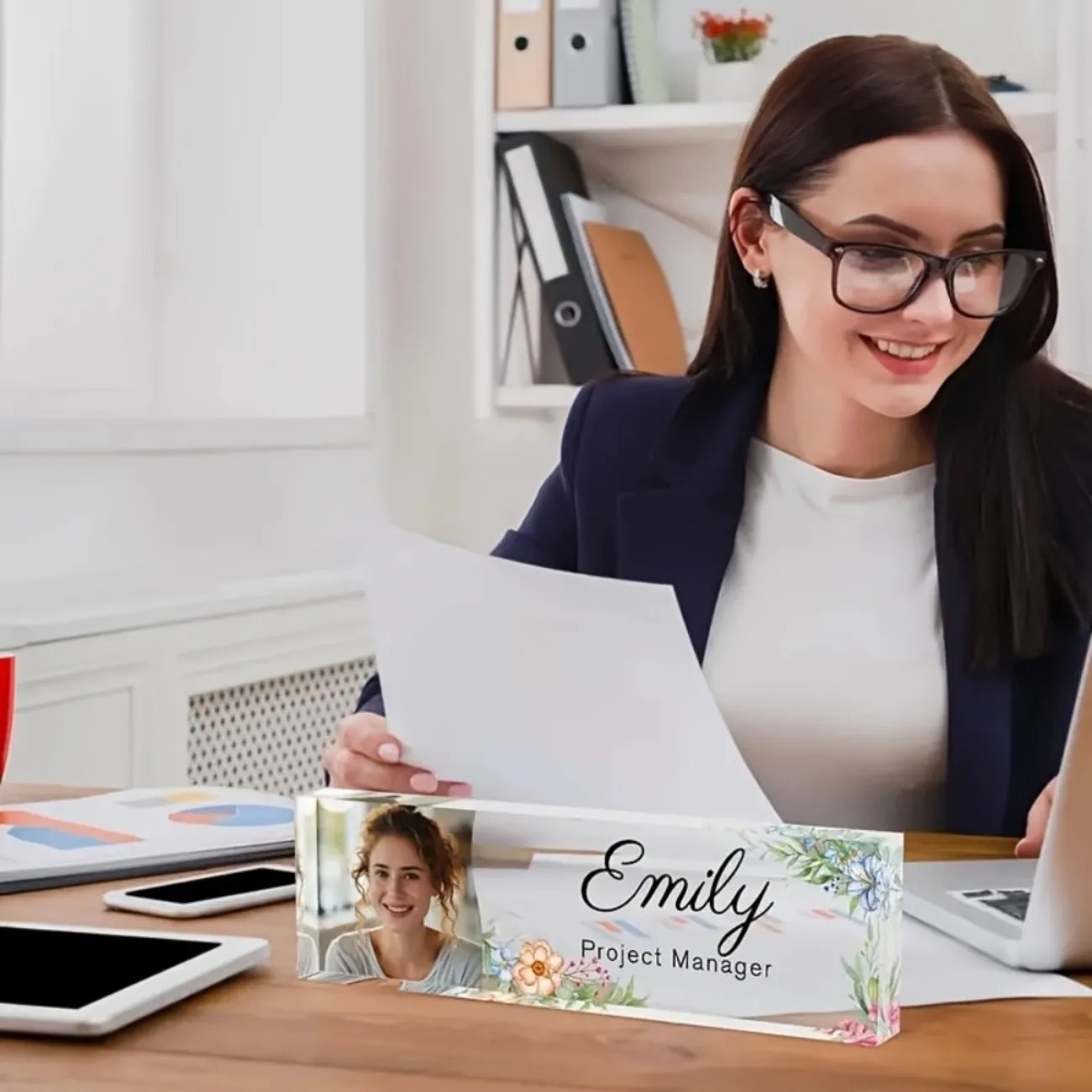 1PC Personalized Floral Acryli - огляд і ціна Desk Name Plate