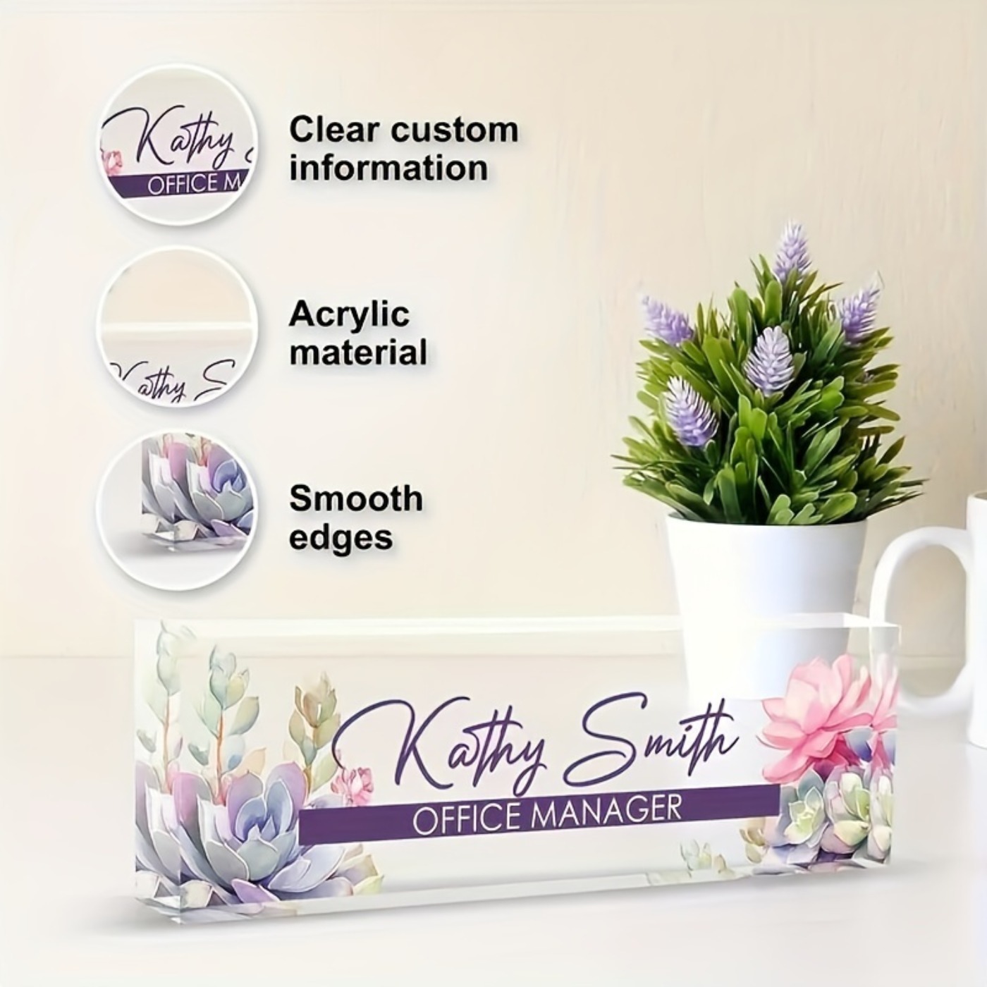 Custom 2D Acrylic Desk Name Pl - огляд і ціна Desk Name Plate